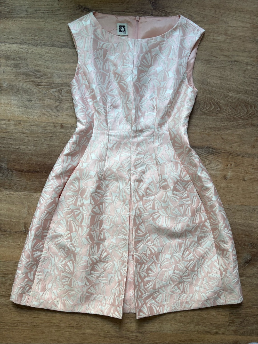 Anne Klein Light Pink Floral Jacquard Fit-and-Flare Dress